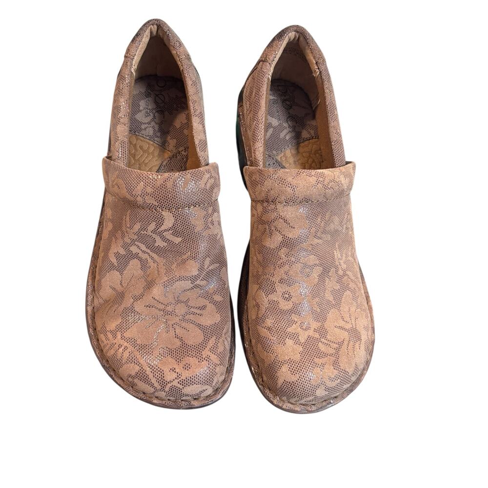 b.o.c. Leather Clogs Slip On Shoes W Size EU 38.5/US 7.5 to 8 Brown Floral